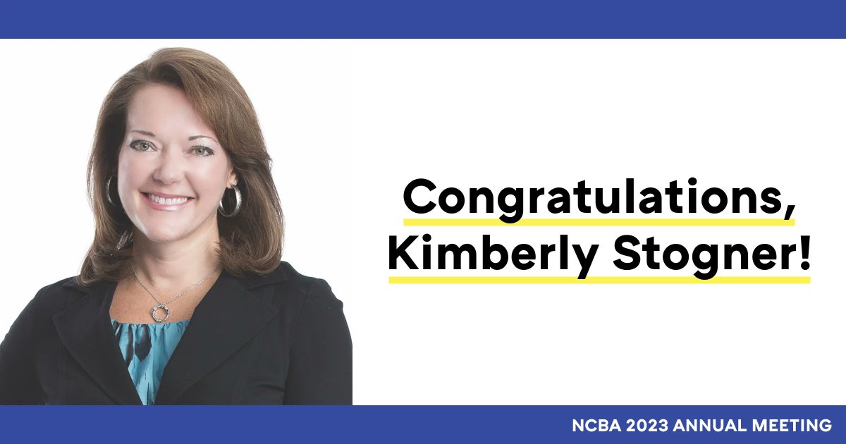 Congratulations to NCBA + NCBF President-Elect Kimberly Stogner of <a href="/WBD_US/">Womble Bond Dickinson (US) LLP</a>! We look forward to your leadership in the coming years. #NCBAAM23