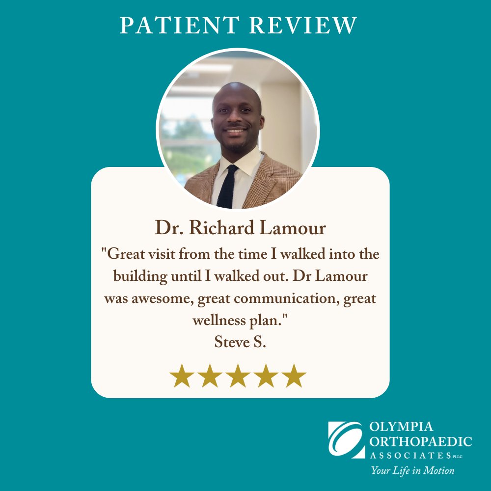 OlyOrtho's tweet photo. #TeamOOA Physician Review: “Great visit from the time I walked into the building until I walked out. Dr Lamour was awesome, great communication, great wellness plan.” – Steve S. (Google) Learn more about Dr. Lamour at https://t.co/PUWe1WqBn7 #LifeInMotion #OlyOrtho #TeamLamour https://t.co/iBhZ4TlGn1