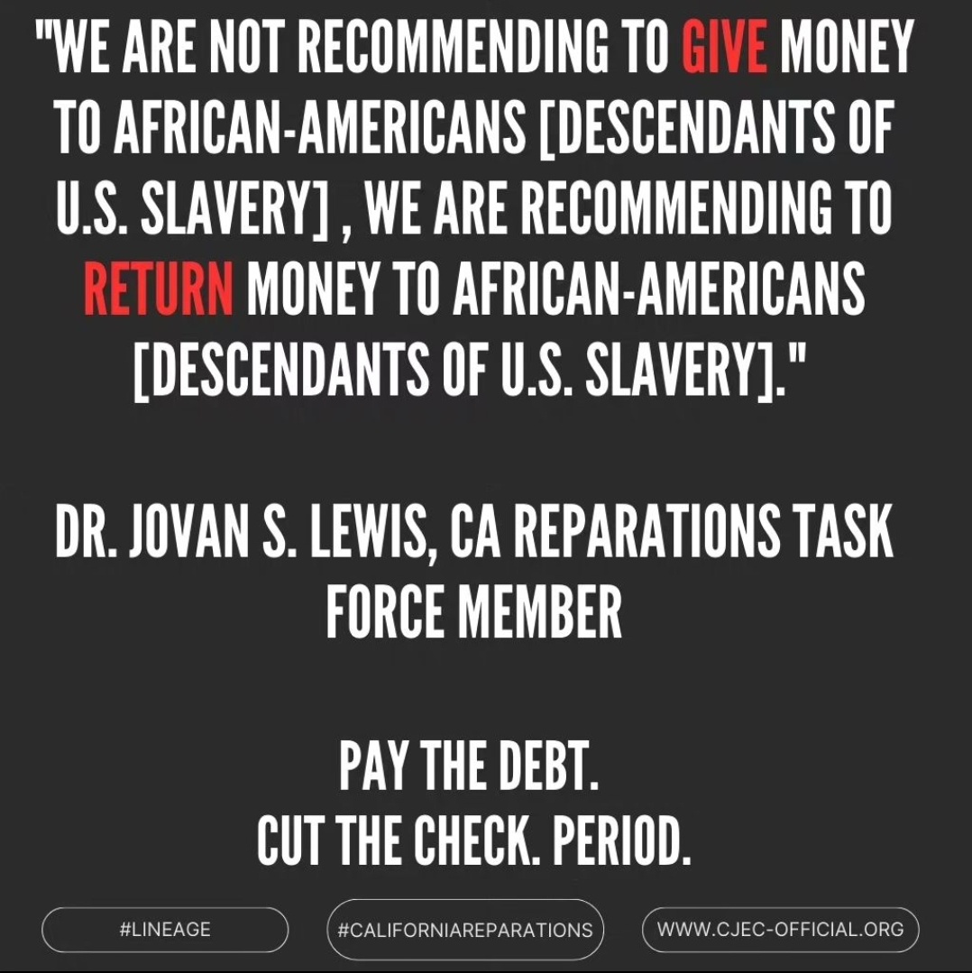 This is not a handout! Pay the debt that is owed! #CutTheCheck #ReparationsNow ✊🏾🇺🇸