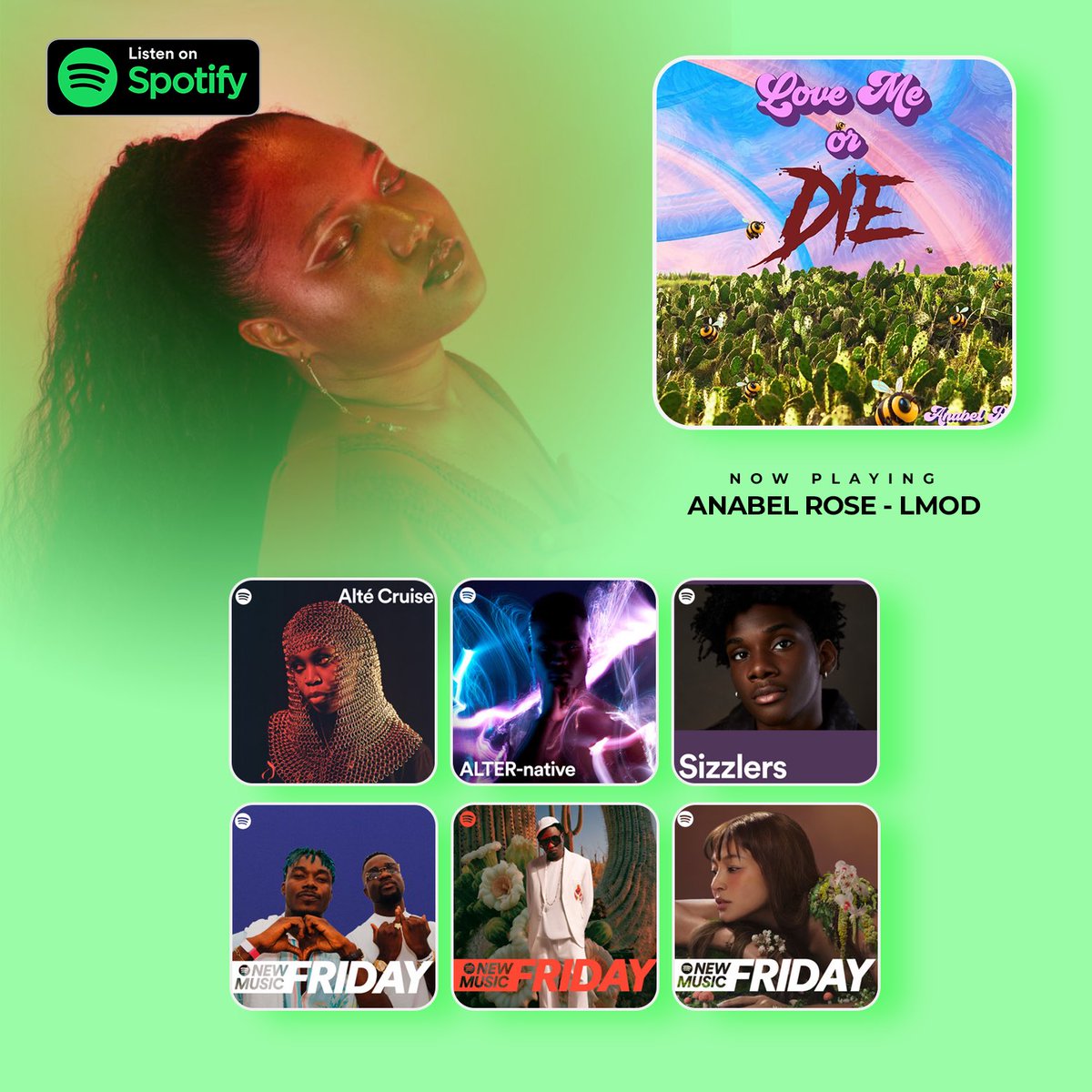 theanabelrose's tweet photo. 13 playlists on Spotify and Boomplay, AND we made it on Spotify’s New Music Friday Ghana, Nigeria AND the Philippines? International babyyyy. Thanks to the team at @SpotifyAfrica and @boomplayghana 🙏🏾🙏🏾
So grateful. Keep streaming Love Me or Die! #LMOD ❤️👩🏾🦰🔪🩸 https://t.co/cRGjqHRFqa