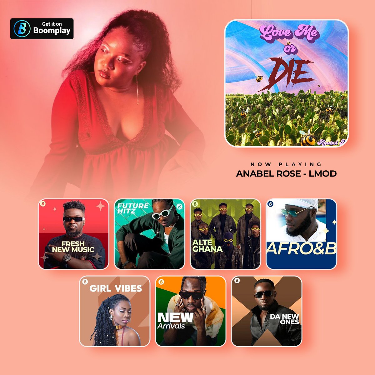 theanabelrose's tweet photo. 13 playlists on Spotify and Boomplay, AND we made it on Spotify’s New Music Friday Ghana, Nigeria AND the Philippines? International babyyyy. Thanks to the team at @SpotifyAfrica and @boomplayghana 🙏🏾🙏🏾
So grateful. Keep streaming Love Me or Die! #LMOD ❤️👩🏾🦰🔪🩸 https://t.co/cRGjqHRFqa