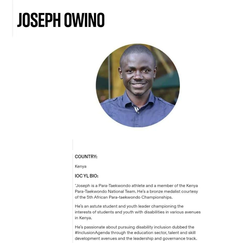 josephkowino's tweet photo. It's the Olympic Day. This years theme is #LetsMove. As a @iocyoungleaders, I'm calling for enhanced inclusion of youth with disabilities in the Olympic competitions and leadership. This can be spurred by the Diversity, Equity & Inclusion Comm within @Olympics #Inclusion2theWorld https://t.co/OCHdShwuNv