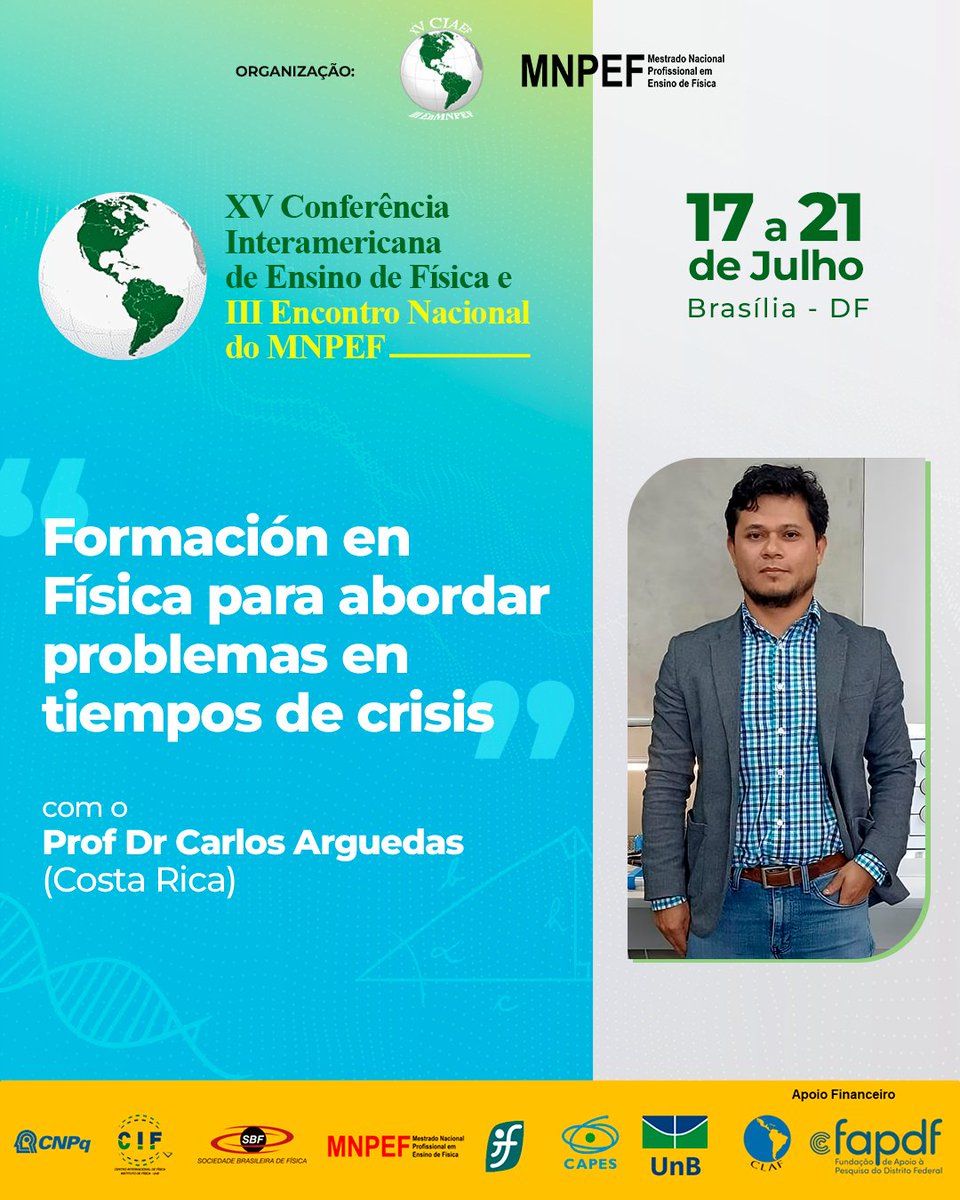 MnpefS's tweet photo. Prof Dr Carlos Arguedas de la Universidad Estatal a Distancia, San José, Costa Rica (UNED).
#MNPEF #CIAF #fisica #ensinodefisica #sociedadebrasileiradefisica #brasilia #unb https://t.co/X9LTbYAHTY