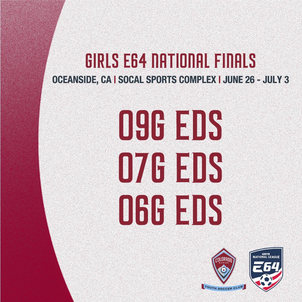 👏🏟️👏 GOOD LUCK & safe travels to all of our teams participating in the @ECNLboys, @ECNLgirls, & E64 National Playoffs & Finals!! We’ll be cheering you on from Colorado! GO RAPIDS 💪 #OneClubOneCommunity #CRYSCBoysECNL #CRYSCGirlsECNL #CRYSCE64