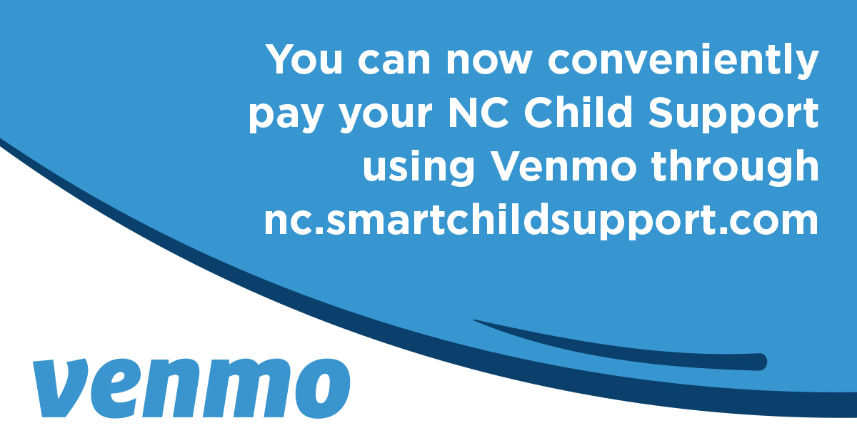 ncdhhs's tweet photo. You can pay your child support with Venmo! Go to https://t.co/d2HxxuQfhj to register your account.
Do you already have an account?
Simply add an e-wallet pay method. A 2.5% service fee applies.
#ncchildsupport #nckids https://t.co/18oe7XOGmS
