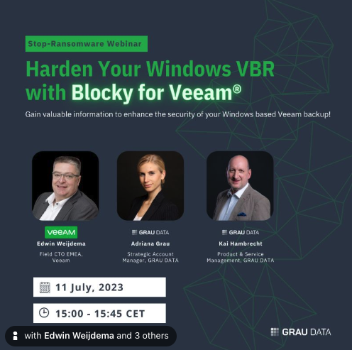 Veeam users, did you know that you can stop ransomware using your existing VBR Windows server? no extra hardware, the cloud, or Linux. Guest speaker Edwin Weijdema. July 11 at 15:00 CET (live). RSVP ttps://lnkd.in/e54gmXfP #Veeam #veeamvanguard #stopransomware, #vmware