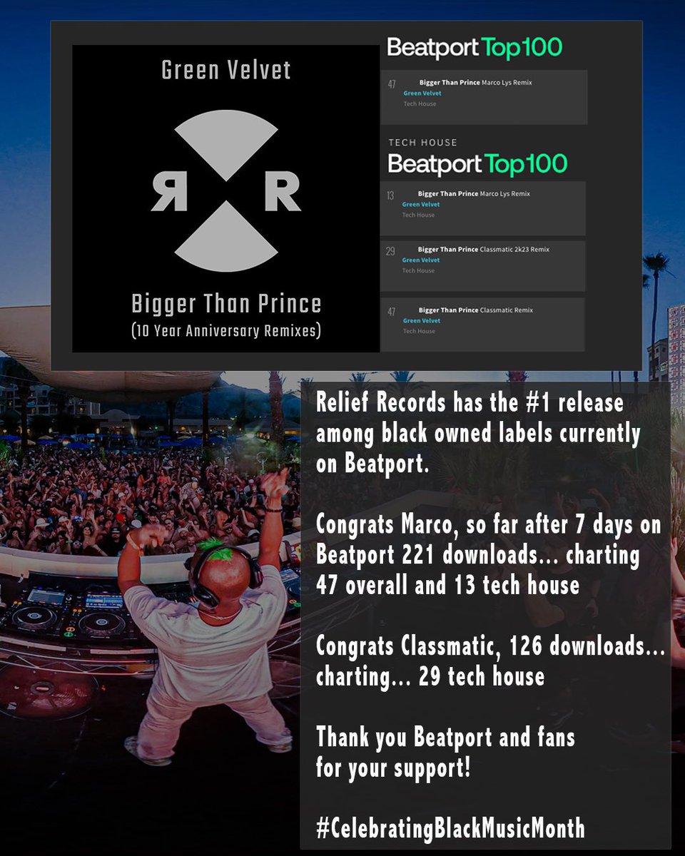 GreenVelvet_'s tweet photo. #CelebratingBlackMusicMonth
@classmaticmusic @marco_lys @reliefrecords @beatport https://t.co/2QQ5DnKDjy