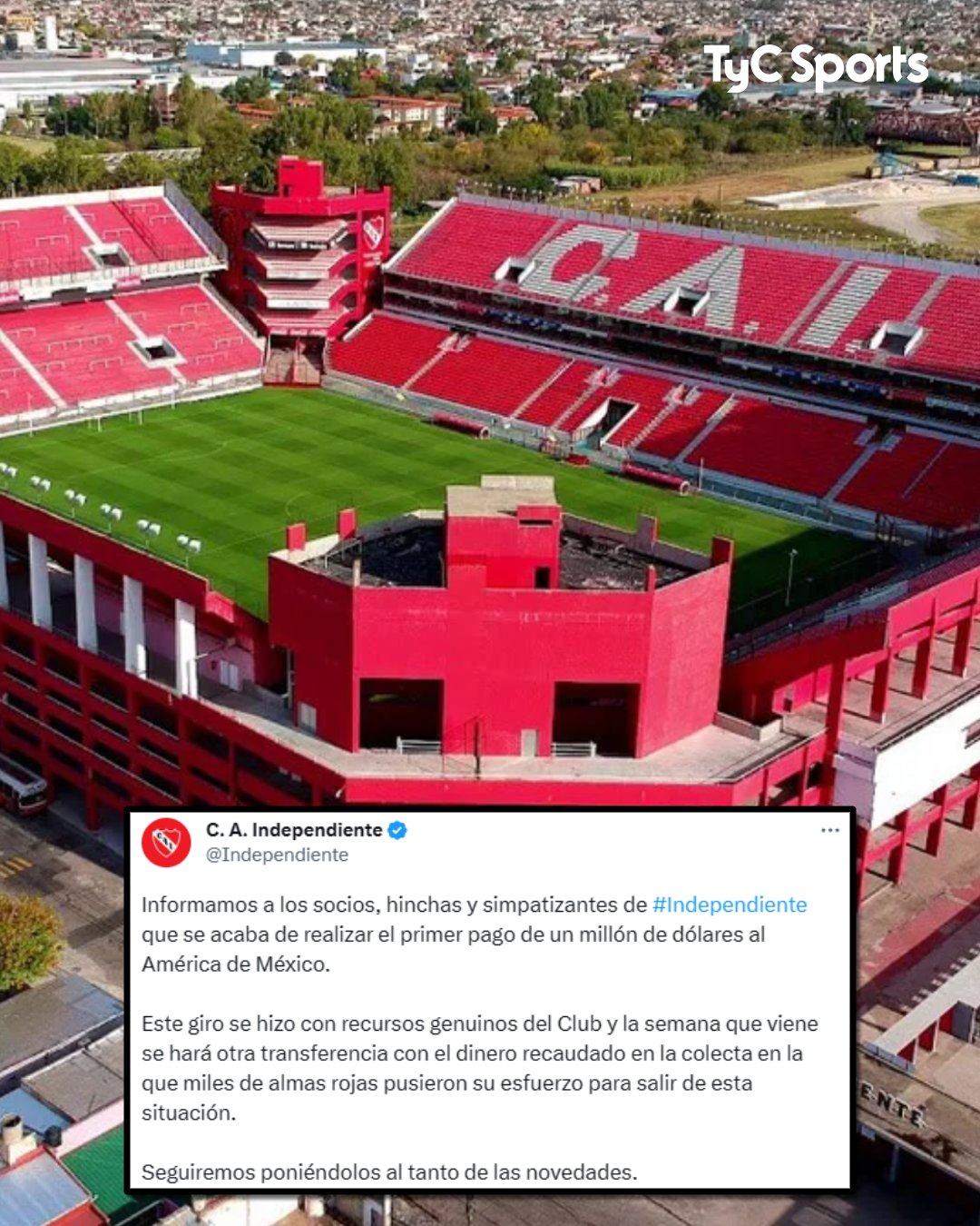 Club América: Independiente ya pagó un millón de dólares y la semana que  viene harán otra transferencia