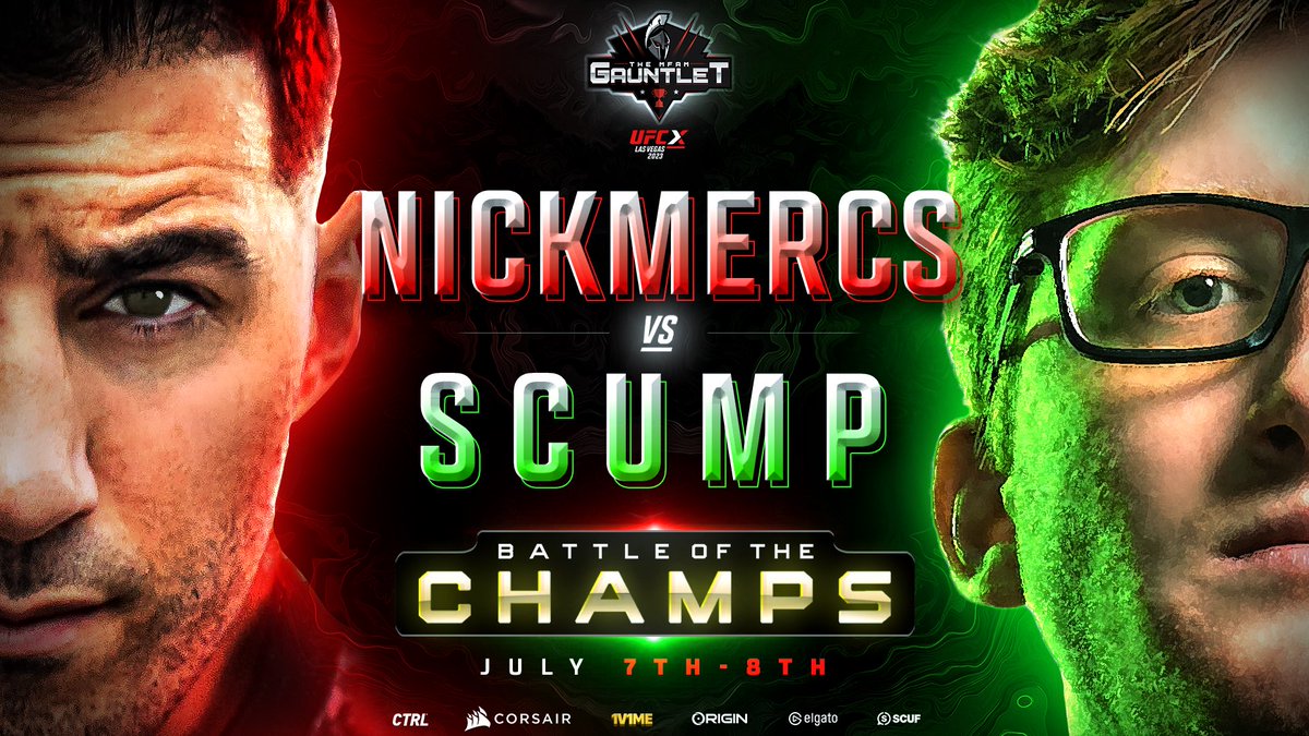 The MFAM GAUNTLET presents
BATTLE of the CHAMPS
LIVE at #UFCX in Las Vegas!

It’s on @NICKMERCS ⚔️
#UFCxMFAM2 | #ad