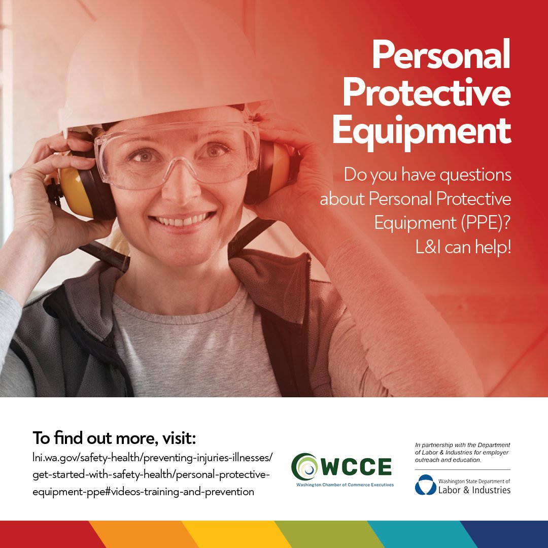 Personal Protective Equipment
Do you have questions about Personal Protective Equipment (PPE)?  L&amp;I can help?  To find out more, visit:  bit.ly/3LO4E2o