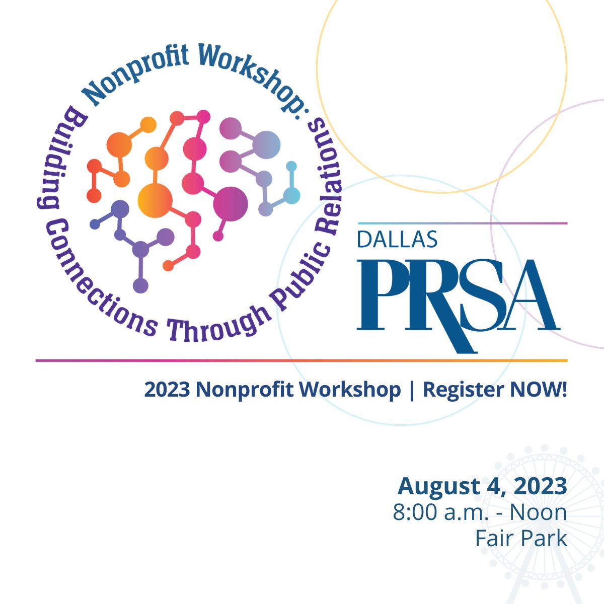 Registration is now open for the 7th Annual PRSA Dallas Nonprofit Workshop, being held August 4, 2023, from 8:00 a.m. to noon in Fair Park at the Cotton Bowl Media Center and sponsored by Mandalay Press. ▶️REGISTER at bit.ly/PRSANonprofit23