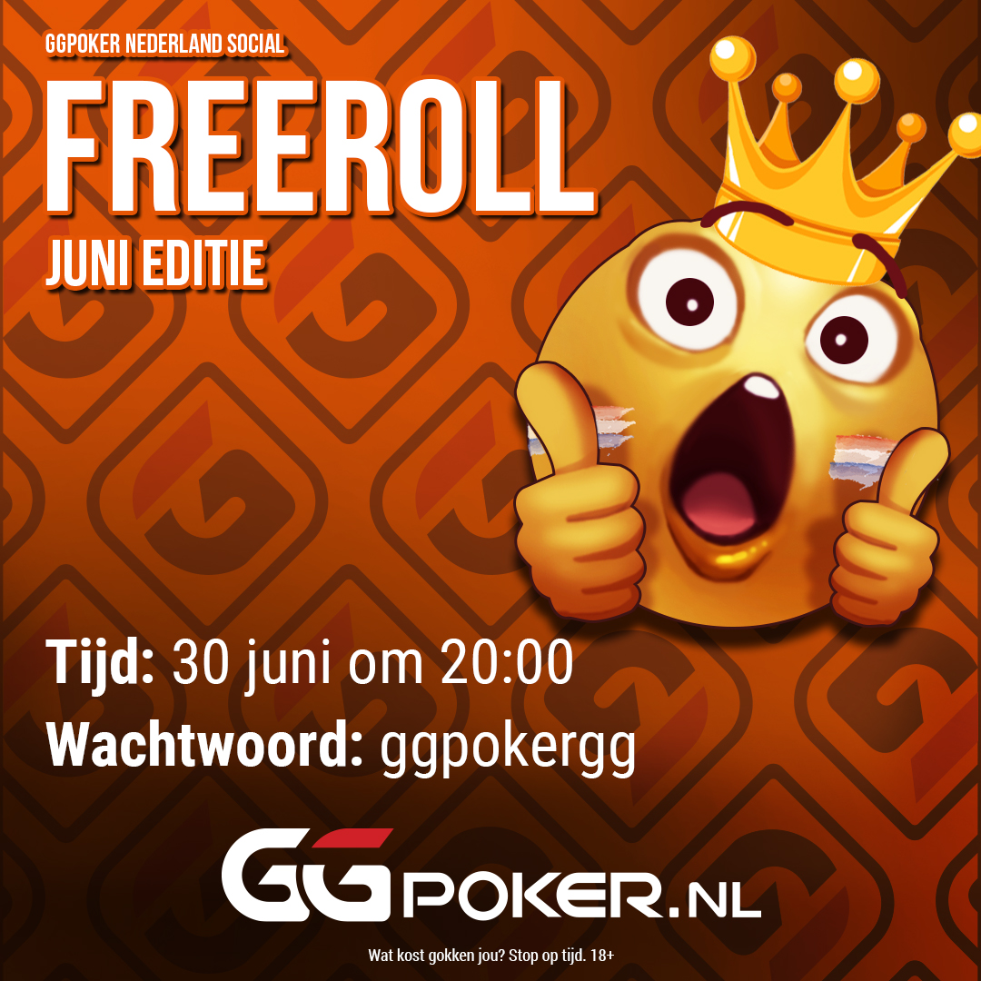 GGPoker Nederland Social Freeroll - juni🇳🇱

🏆$1000 aan T$ &amp; C$
📅 30 juni 2023 - 20:00
🔑 ggpokergg

Wie-o-wie doet er mee😎?

Wat kost gokken jou? Stop op tijd. 18+

#GGPoker #GGPokerNederland #Poker #GG #NLH #Social #freeroll #toernooi #juni