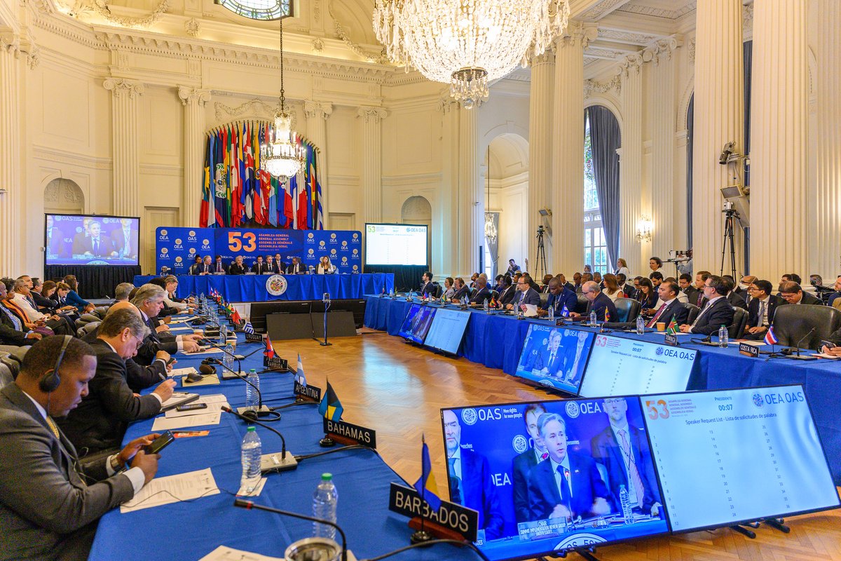 SummitAmericas's tweet photo. Chaired by U.S. Secretary of State @SecBlinken, the First Meeting of the #SIRG at the Ministerial Level of 2023 took place today, where the Action Plan on Health and Resilience in the Americas, a mandate emanating from the #IXSummit of the Americas, was adopted by consensus🏥⬇️ https://t.co/P88rPuRakM