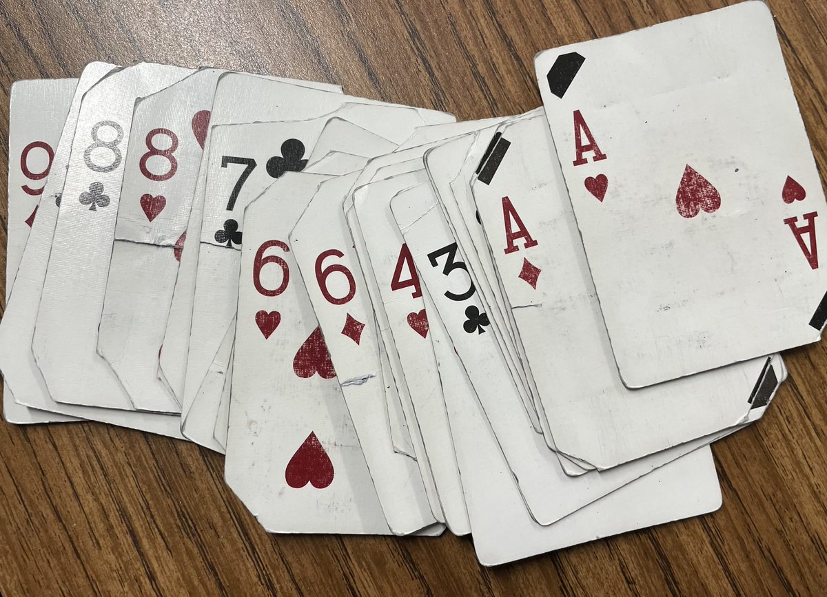 Welcomed my students to class each day at the door with this deck of cards.  180 days later I am putting them away for next year & plan to do the same.  #VisibleRandomGroups #ThinkingClassroom @pgliljedahl