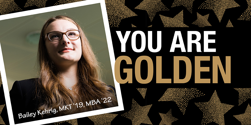 #FeatureFriday Bailey Kehrig exemplifies golden resilience. Despite experiencing hearing loss, she embraced accessibility accommodations, paving the way for her future success. Her golden determination fueled her journey as a student and now as a marketing professional. #BeGolden