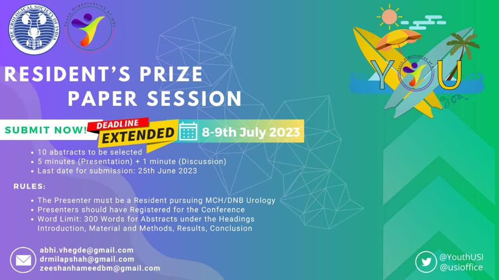 Resident Benefits @ 4th YOU conclave 1.Resident best poster & paper sessions 2.Residents bowl qualifying round 3.Hands-on training for RIRS & HOLEP 4.One-to-one mentoring by experts 5.Discounted registration fee rzp.io/l/eSP5AZyNm 6. Discounted equipment purchase