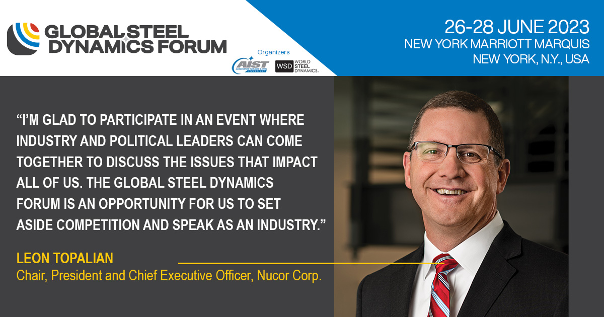 LAST CALL: Register today to join us in New York City next week for the premier event for steel industry executives. You can't afford to miss this opportunity to be amongst steel's top decision-makers. Register Now: lnkd.in/eQv73xMm
#globalsteeldynamicsforum #wsd  #aist