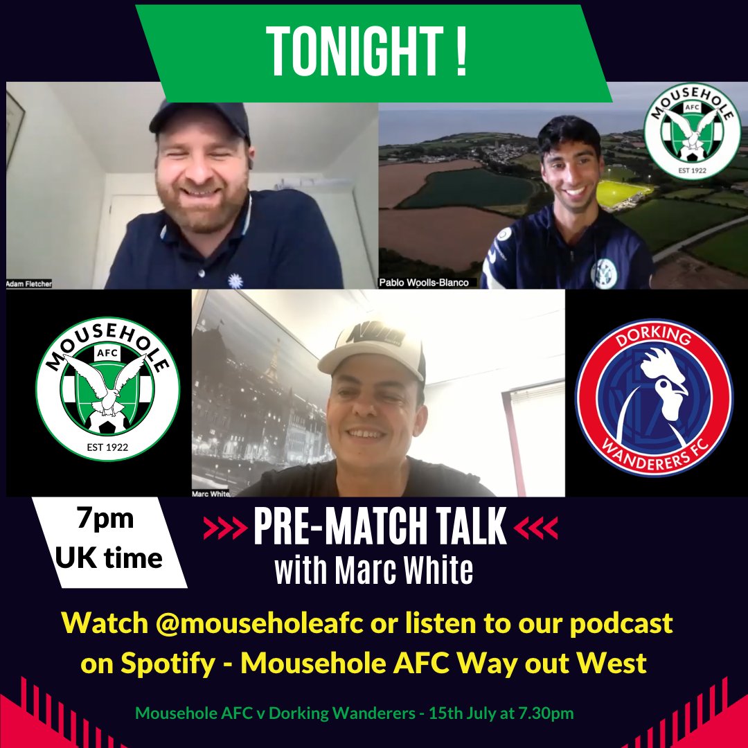 👀 Get ready for an epic chat with <a href="/DorkingWDRS/">Dorking Wanderers FC</a>  legend Marc White. We've recorded an exclusive half-hour for you and it's sure to bring a smile to your face! Don't miss out - follow us on social at 7pm sharp! #DorkingWanderers #MarcWhite #FootballLegend #Mouseholeafc #wayoutwest
