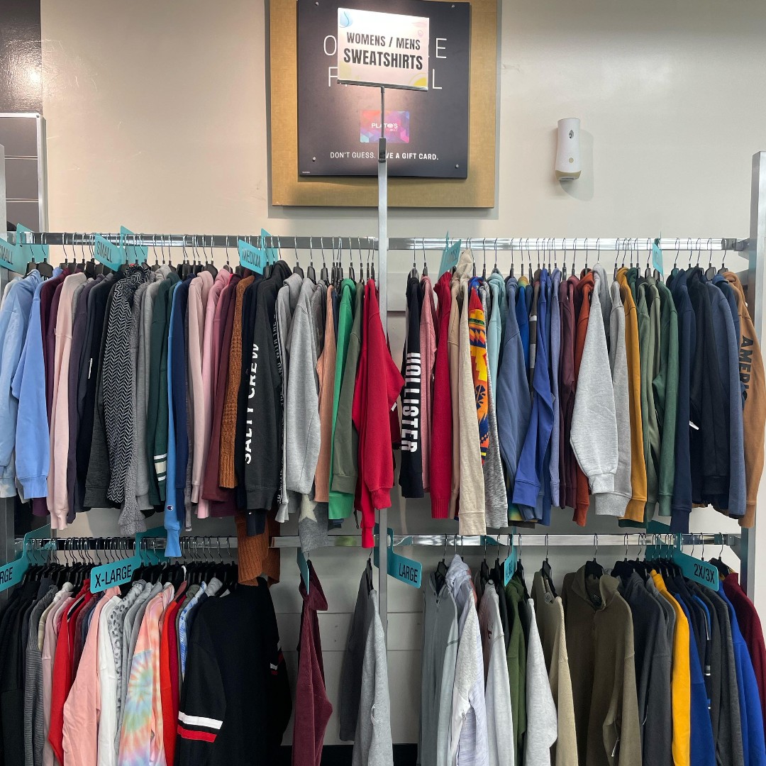 GREAT NEWS❕❕
Adding back some of our women's and men's sweatshirts!
🧥
 #Sweatshirts #NewArrivals #MenClothing #WomensClothing #Fashion #Style #Clothing #Comfy #platoscloset #portrichey #trending #savebig