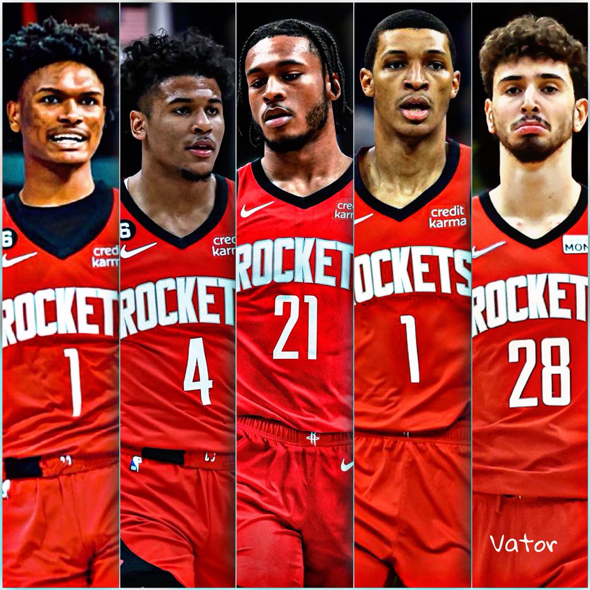 VatorSports's tweet image. I am moved. The future is bright. 

PG: Amen Thompson - 6’7
SG: Jalen Green - 6’6
SF: Cam Whitmore - 6’7 
PF: Jabari Smith Jr. - 6’11
C: Alperen Sengun - 6’11