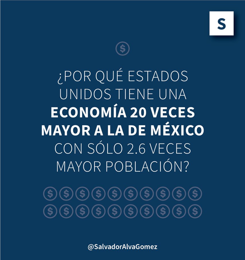 Salvador's tweet image. Es importante entender cómo una economía, con únicamente 2.6 veces más población que la nuestra, tiene un tamaño 20 veces mayor al nuestro. La respuesta es simple: Son una economía de libre mercado centrada en la educación y esto les ha permitido GENERAR MÁS Y MEJORES EMPLEOS.