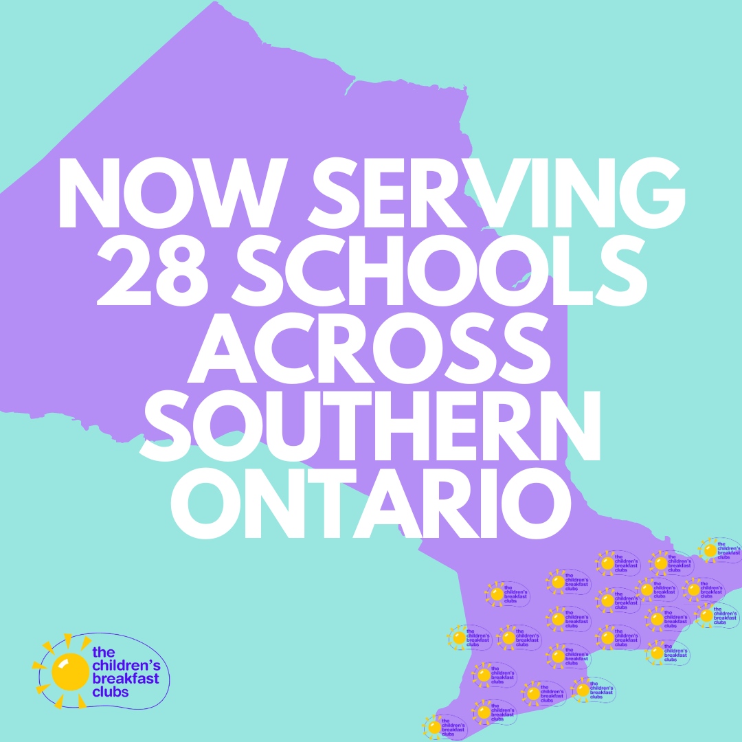 28 clubs across Southern Ontario! 28 opportunities for local children to have hot, nutritious meals before school each day. Thank you for your continued support of our mission. 💜💛 #tcbc #breakfastclubs #feedthekids