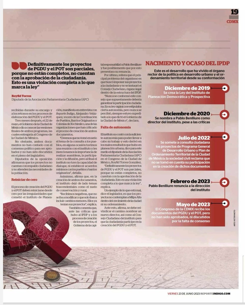 jamsalazar's tweet image. El "nacimiento y ocaso" del #IPDP de la #CDMX en @Reporte_Indigo 
La incapacidad del @GobCDMX para fortalecer una institución que fue creada con fines estratégicos para la Ciudad y que hoy es inoperante.
De esto ha escrito, también, la diputada @gabysalido
