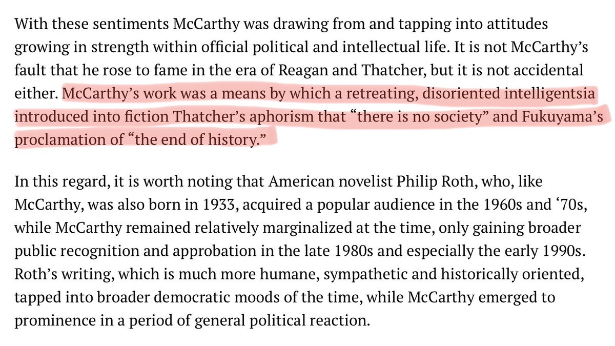 1/ This is an important article that places Cormac McCarthy’s work in its historical context and argues that a “fresh, new attitude is called for in fiction writing today.” #WritersGuildStrike