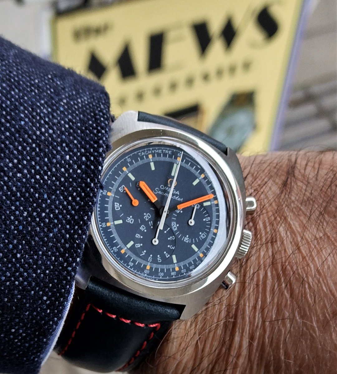 Omega Seamaster 861, great dial and hands, see it at SKJ Watches @ the MEWS Dorchester or at the Giant Flea Shepton Mallet, 16th July. <a href="/sheptonflea/">Sheptonflea</a> @DiscoverDorch #omega #omegaseamaster #omegachronograph #omegavintagewatch #vintagewatch #1960s #vintage #womw #dorchester #dorset