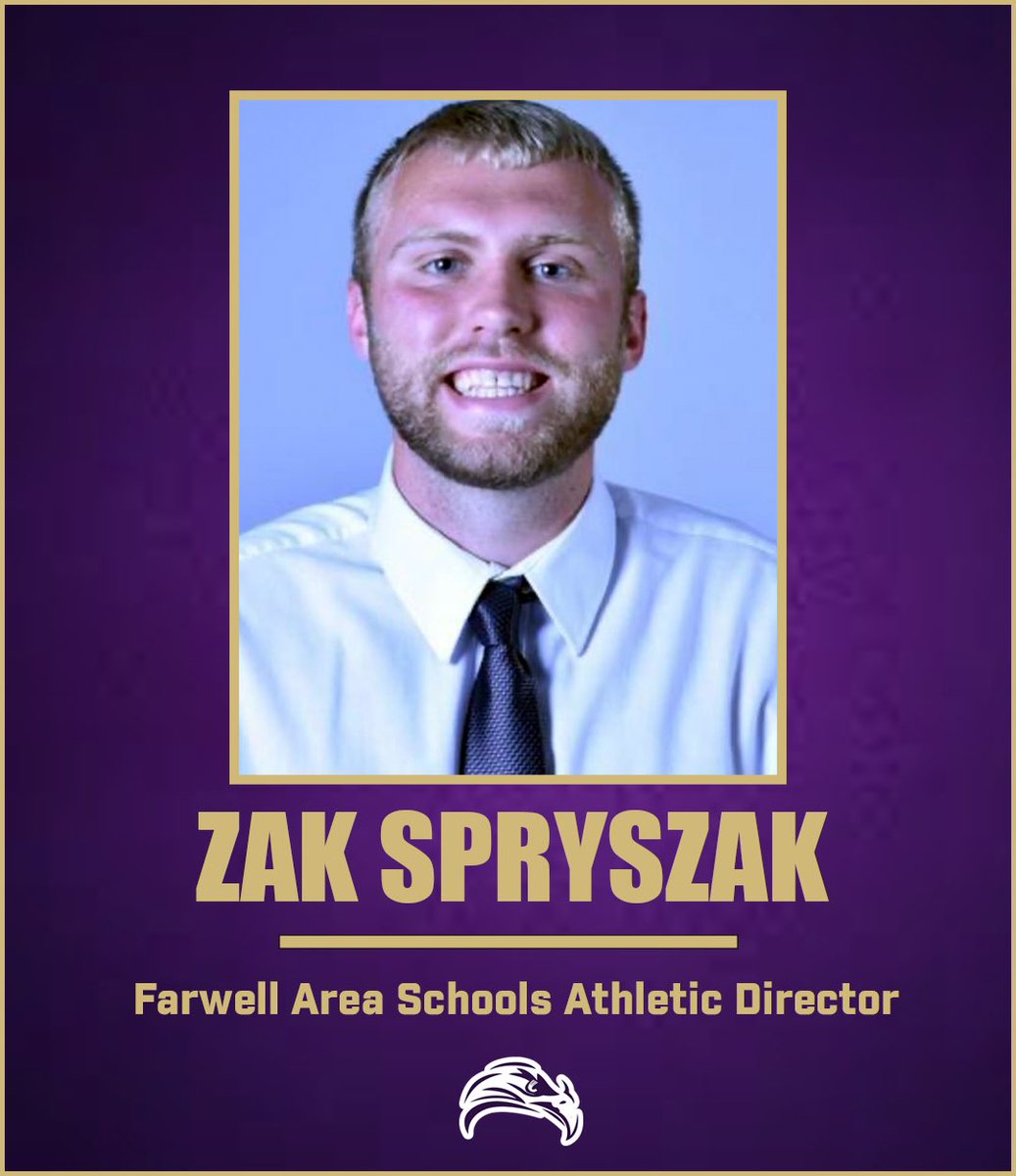 zspryszak's tweet photo. Excited to announce that on July 1st I will be starting a new position as the Athletic Director at Farwell Area Schools! 🦅💜 https://t.co/nigIgMnfEf