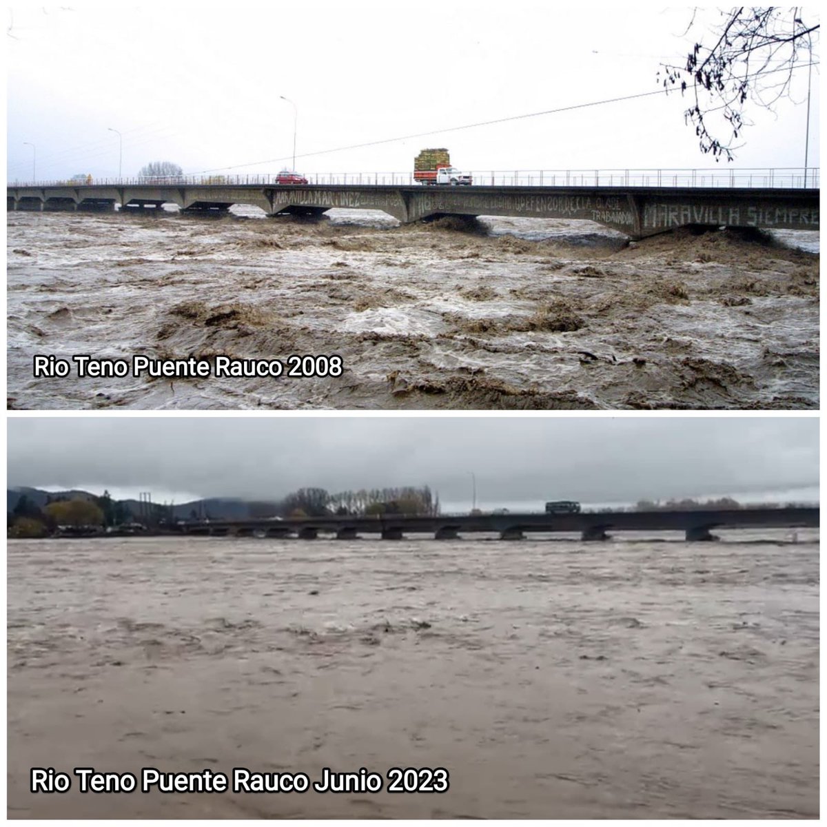 RADIOPALOMAFM's tweet photo. Ahora: Río Teno, Puente Rauco. https://t.co/OCL26WnOhW