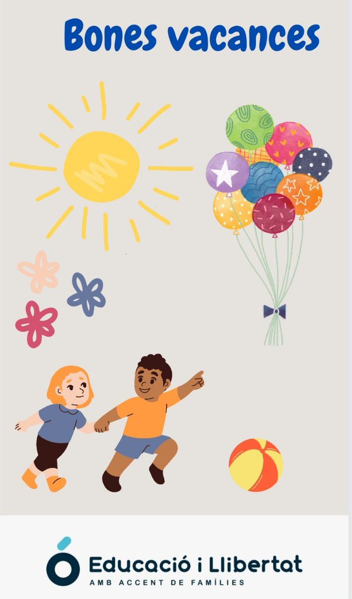 Ja s'ha acabat el curs! A la tornada les famílies i <a href="/EduiLlibertat/">Associació Educacio i Llibertat</a> esperem que ens deixin DECIDIR la jornada escolar, perquè #volemjornadacontinua. <a href="/AnnaSimo/">Anna Simó Castelló</a> i <a href="/educaciocat/">Educació</a> volem horaris flexibles, conciliació familiar, temps lliure pels infants i tardes més relaxades. Bon estiu!