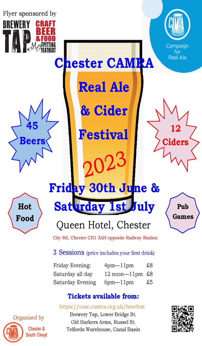 This time next week the doors will be ready to open.  Don't miss out so get your ticket before they are gone.

tckty.camra.org.uk/e/126/chester-…

Beer List Incoming......