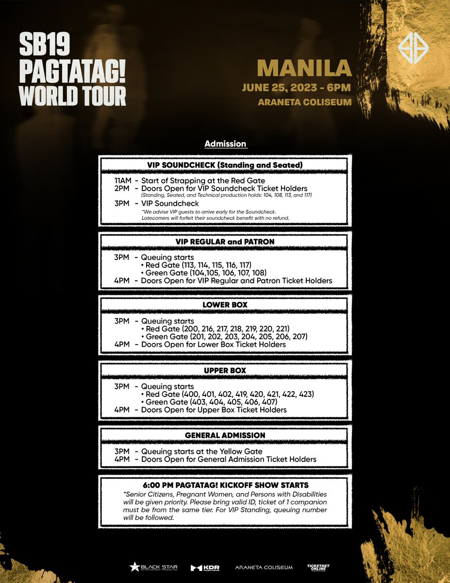 SB19Official's tweet photo. ⚠️ Take note of our venue guidelines for the 2-day Kickoff concert!

#SB19 #PAGTATAG #PAGTATAGWorldTour
#PAGTATAGWorldTourManila https://t.co/ooYpPUjzRI