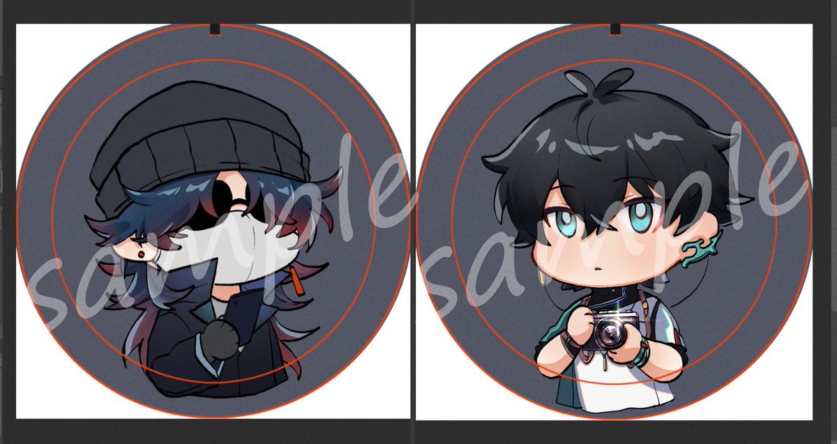 sample watermark multiple boys holding jacket black hair 2boys chibi  illustration images