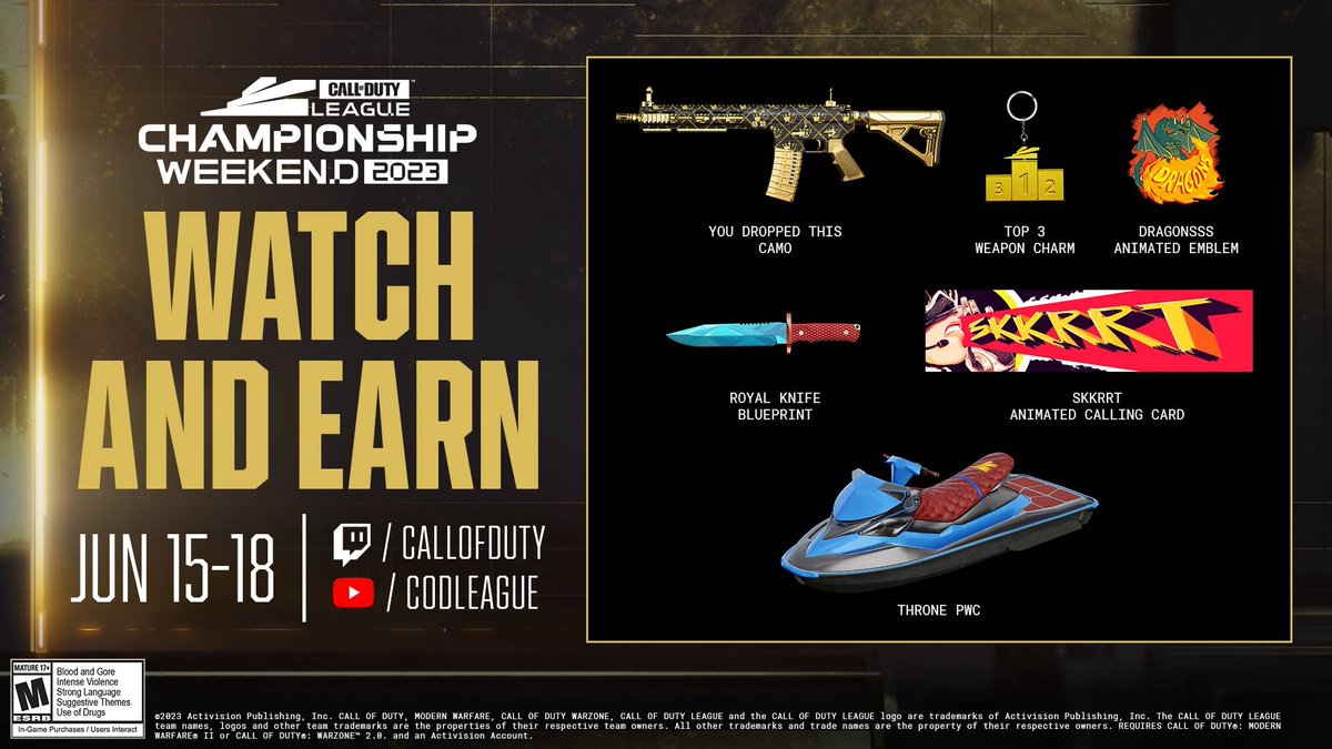 Missed out on the CDL Champs 23 viewership rewards for MWII and Warzone? 

1. Go to profile.callofduty.com/promotions/red…

2. Log in

3. Enter code CDLCHAMP23