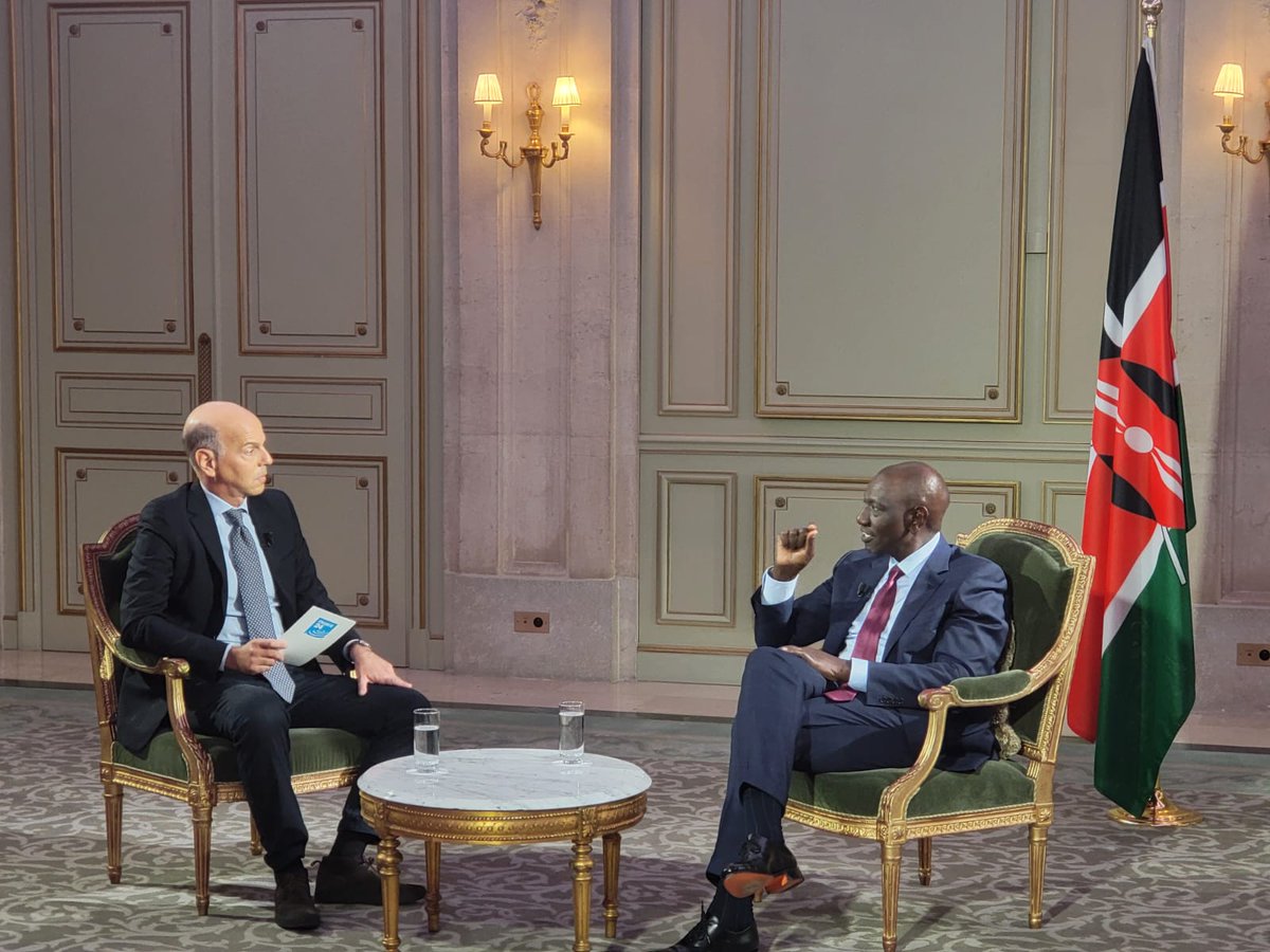 -Dennis Itumbi, CBS (@oleitumbi) on Twitter photo France 24 Interview
President <a href="/WilliamsRuto/">William Samoei Ruto, PhD</a>: "I have no problem with Raila Odinga.
I have no problem with him organising protests.
There're protests here in Paris. .....I have just asked Raila and the company not to engage in violence and the destruction of property. That's France 24 Interview
President <a href="/WilliamsRuto/">William Samoei Ruto, PhD</a>: "I have no problem with Raila Odinga.
I have no problem with him organising protests.
There're protests here in Paris. .....I have just asked Raila and the company not to engage in violence and the destruction of property. That's