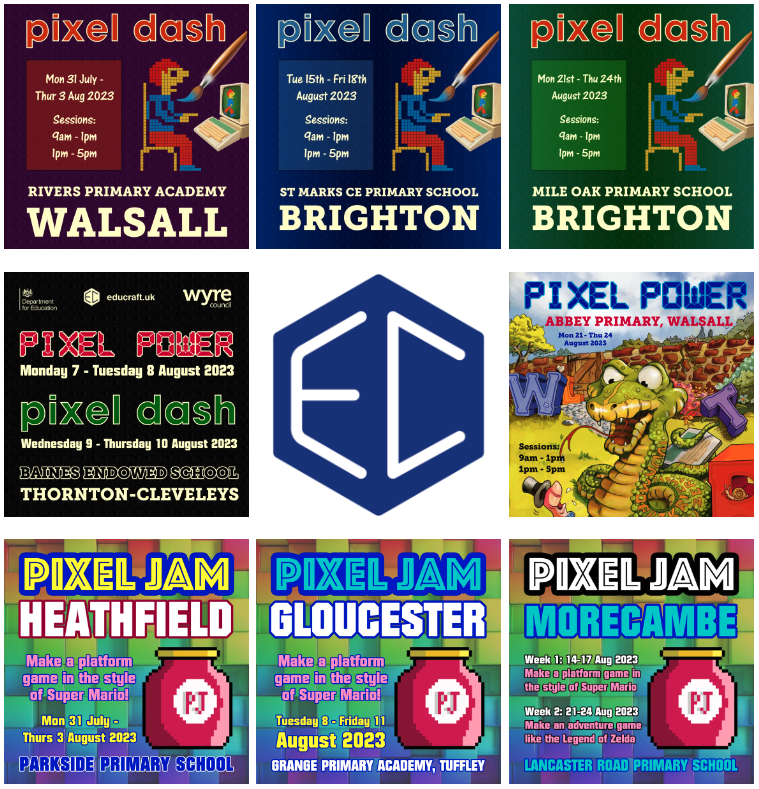 Our summer schedule of coding, game design and activity workshops is now complete. We will visit towns and cities across the county throughout August to bring our free activities to children and young people who qualify for free school meals (and other qualifying groups).