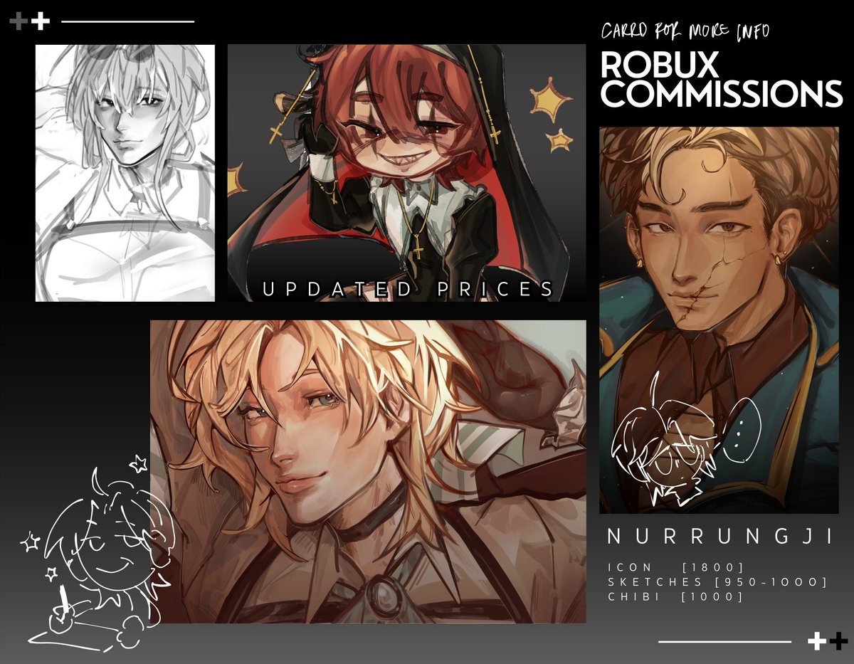 Nvrrungji's tweet image. Comms open and i also updated the prices dm me to commishie ur favs :3