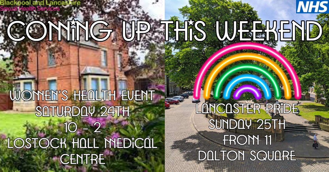 This weekend we are at the Women's Health Event at <a href="/LHMedicalCentre/">Lostock Hall Medical Centre</a> on Saturday and <a href="/LancasterPride/">Lancaster Pride uk</a> on Sunday @shsblackpool <a href="/BlackpoolHosp/">NHS Blackpool Teaching Hospitals 💙🌈</a> #sexualhealth #contraception #condoms #gettested #womenshealth #Pride #PrideMonth #Pride2023