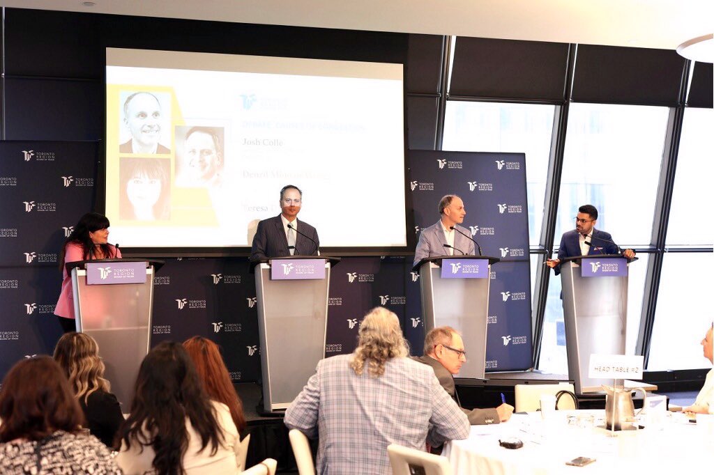 Toronto Region Board of Trade (@torontorbot) on Twitter photo <a href="/fidelitycanada/">Fidelity Canada</a> <a href="/IBMCanada/">IBM Canada</a> <a href="/KPMG_Canada/">KPMG Canada</a> <a href="/gilesgherson/">Giles Gherson</a> Debate time! Joining us on stage are <a href="/JoshColle/">Josh Colle</a>Ā from <a href="/EYCanada/">EY Canada</a>, <a href="/caagovcomrel/">Teresa</a>Ā from <a href="/CAA/">Canadian Automobile Association</a> Club Group, and <a href="/DenzilMW/">Denzil Minnan-Wong</a>, former Deputy Mayor of Toronto moderated by <a href="/ColinDMello/">Colin D'Mello | Global News</a>. They're dissecting the root causes of #congestion in the city. <a href="/fidelitycanada/">Fidelity Canada</a> <a href="/IBMCanada/">IBM Canada</a> <a href="/KPMG_Canada/">KPMG Canada</a> <a href="/gilesgherson/">Giles Gherson</a> Debate time! Joining us on stage are <a href="/JoshColle/">Josh Colle</a>Ā from <a href="/EYCanada/">EY Canada</a>, <a href="/caagovcomrel/">Teresa</a>Ā from <a href="/CAA/">Canadian Automobile Association</a> Club Group, and <a href="/DenzilMW/">Denzil Minnan-Wong</a>, former Deputy Mayor of Toronto moderated by <a href="/ColinDMello/">Colin D'Mello | Global News</a>. They're dissecting the root causes of #congestion in the city.