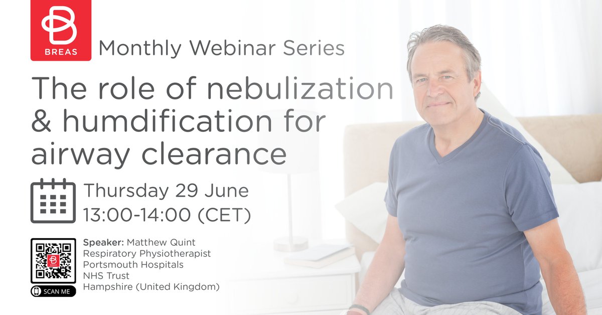 FREE REGISTRATION here:forms.office.com/e/A4s17nNVTB
Mat Quint, as a respiratory physio, has vast experience in airway clearance. What is the benefit of humidification of the airways and what is the added value of nebulization during, before or after treatment? Join us next week! #MIE