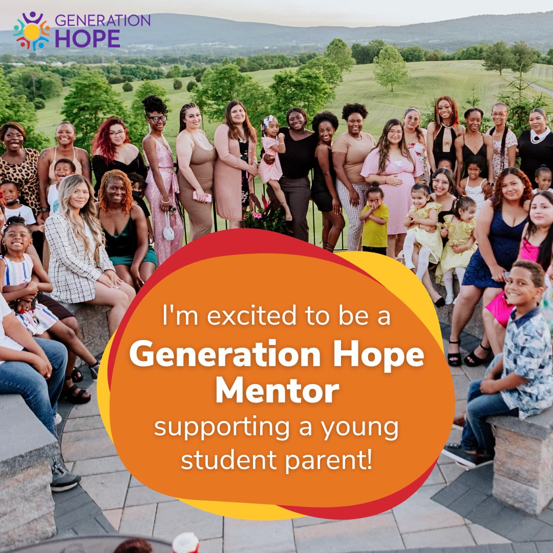 I get to mentor an incredible #StudentParent Scholar as they pursue their college degree w/ @supportgenhope! This nonprofit surrounds teen parents in college w/ wraparound support to ensure they graduate & move into family-sustaining careers. (1/2)
