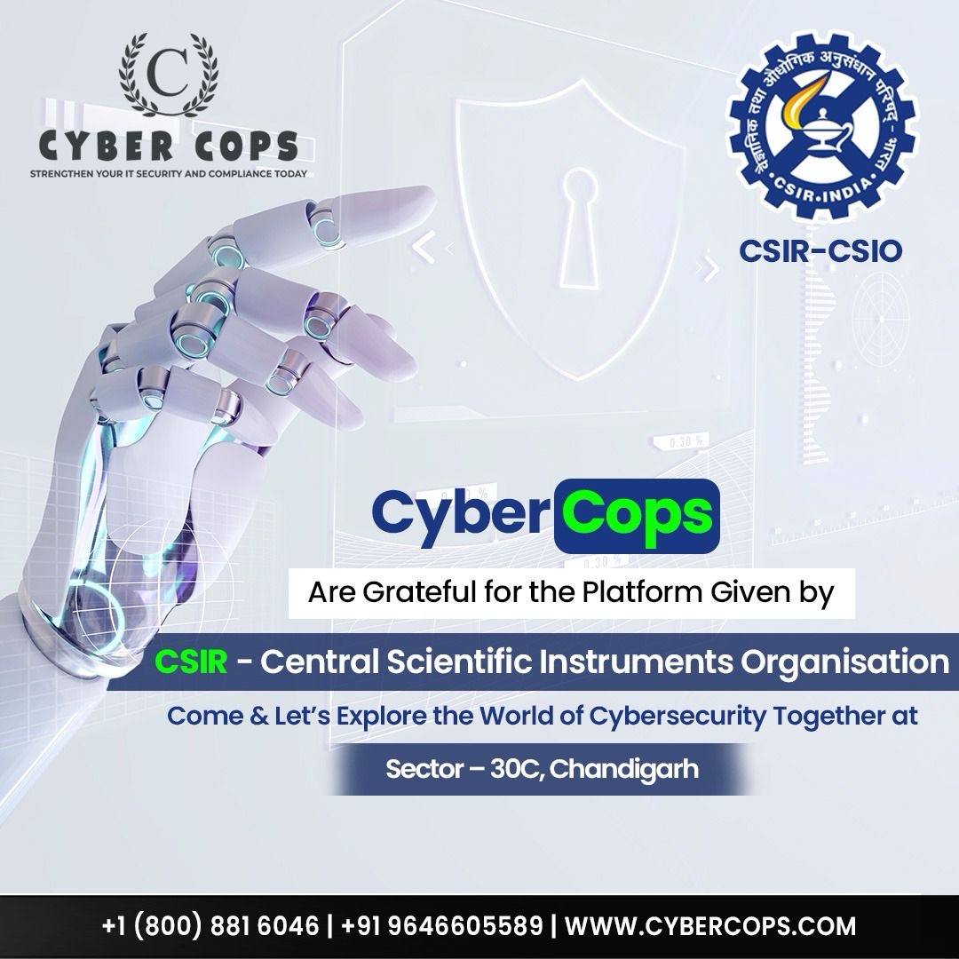 Cyber_Cops_'s tweet photo. #CSIR2023
Finally comes the day, when the most awaited Industry, Innovator & Startup Meet will take place.
Get ready to unleash the ultimate knowledge, Industry Insights & Innovation!
:
Visit: - https://t.co/2ZcK2bp8jg
Contact us: - info@cybercops.com
:
#csirindia #csirchd https://t.co/X9oLbUOfTJ