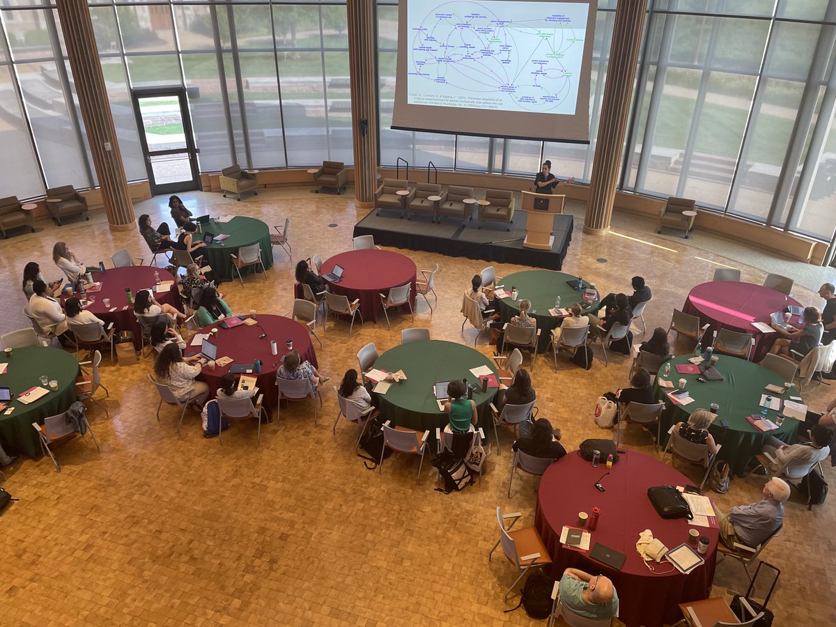 The room where it happens. Grateful to convene #IRI2023 Summer Institute in ⁦@WUSTL⁩ Hillman Hall’s Fox-Clark Forum. Looking up, down, east, west from a space designed for creative and collaborative work. ⁦@BrownSchool⁩ ⁦@cmhsr_wustl⁩