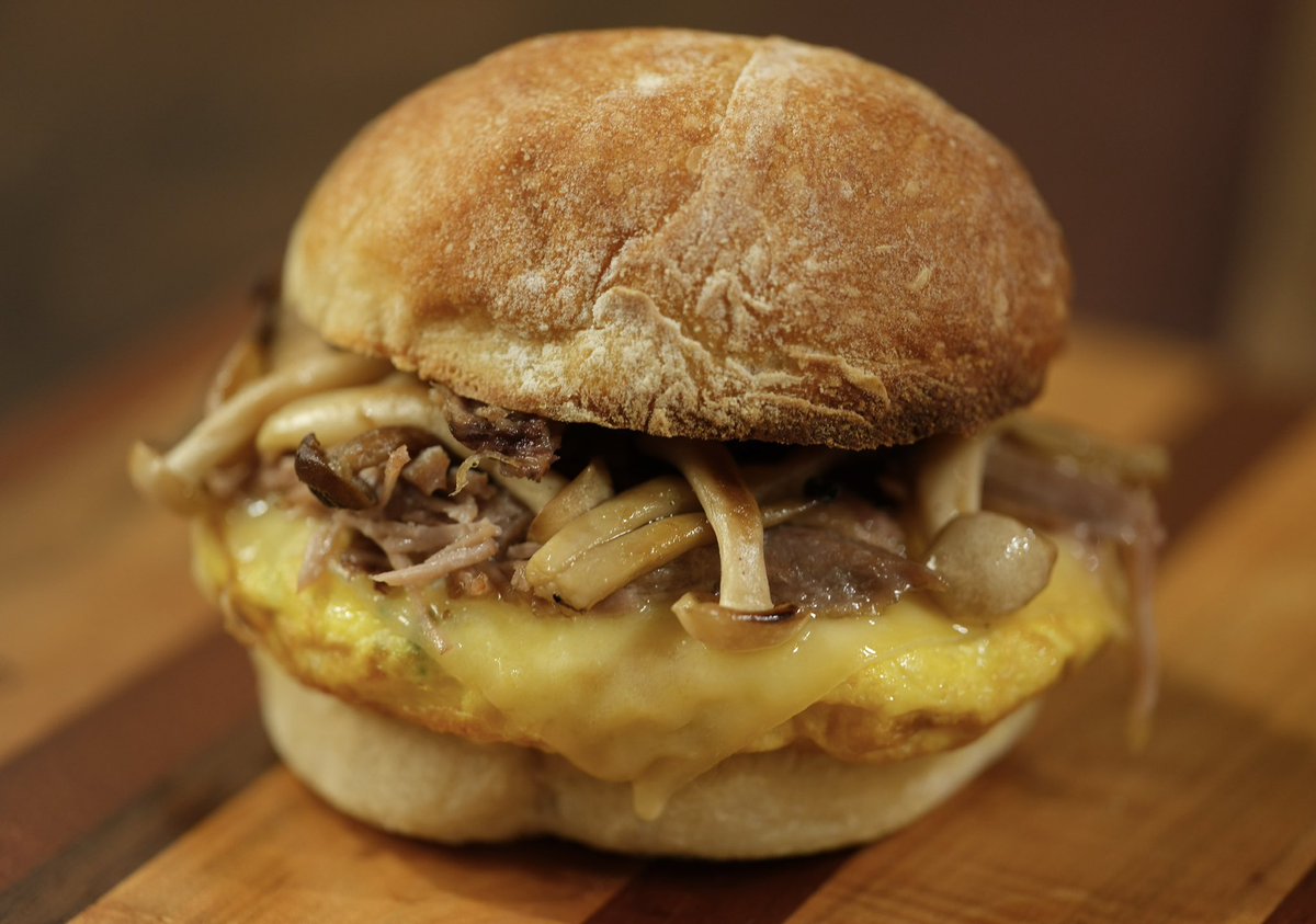 Duck Confit &amp; Mushroom Breakfast Sandwich