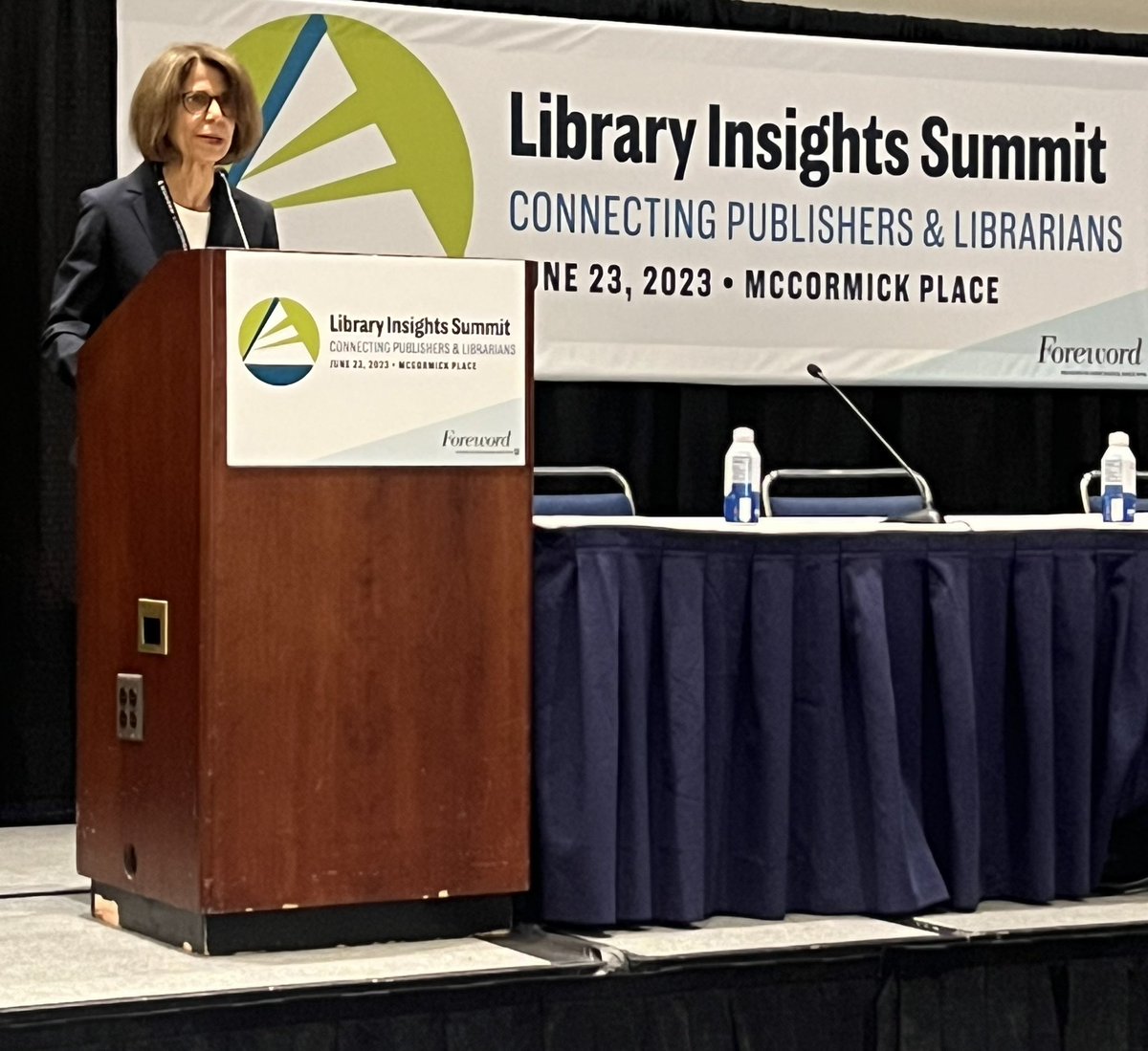 Convening of librarians and publishers keynote and powerhouse, Sari Feldman. Publishers and librarians must work together to communicate a message that free people read freely. #ALA2023 #rurallibassoc #freepeoplereadfreely