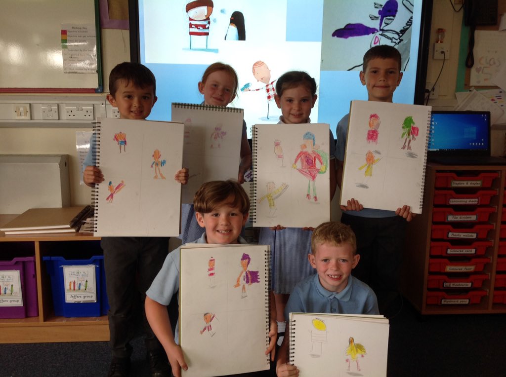 Class5CB's tweet photo. This afternoon we looked at the illustrator Oliver Jeffers and discussed this sketching techniques and his preferred media ready to compare him to illustrator Quentin Blake. https://t.co/2tzvaRz9mc