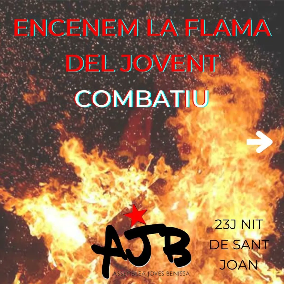 AssJovesBenissa's tweet photo. ✨️NIT DE SANT JOAN✨️

✊️Des de l'AJB reivindiquem el caràcter popular i combatiu d'aquesta festa!

🫂Per la nostra llengua i cultura, la germanor i l'orgull de poble, convidem a totes a participar-hi! https://t.co/EZr5mPznir