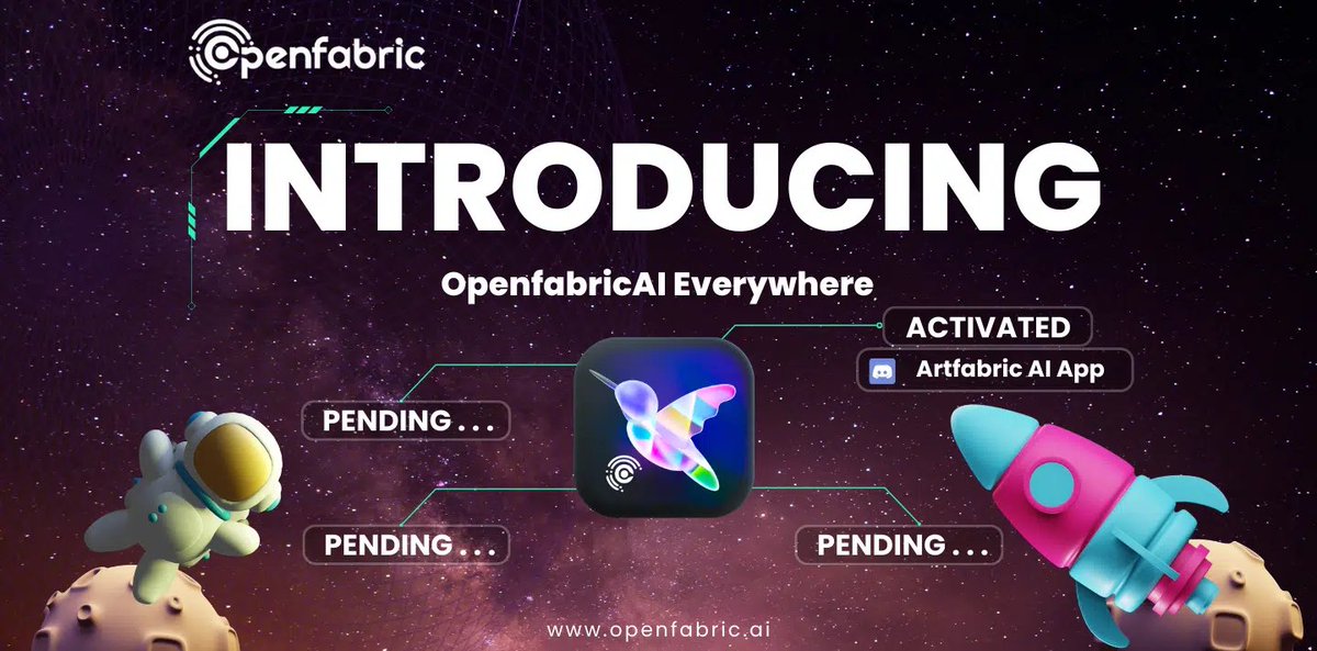 openfabricai's tweet photo. The Artfabric AI App is LIVE 🚨

New Evolution of AI Art Creation

Join OpenfabricAI Discord (https://t.co/vE7PxmJk0R) 
and create any Art you want from a single text prompt for FREE 🔥

Dream bigger with us ✨

Full guide: https://t.co/AIEePuCV8s https://t.co/uhWbZTSiXg